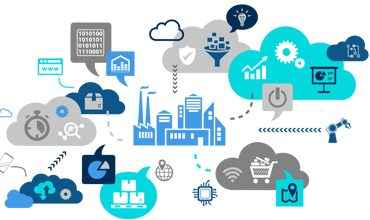 Manufacturing plant with Big Data & quality icons