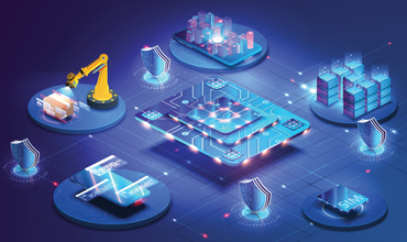 Internet of things abstract blue central processing unit icon