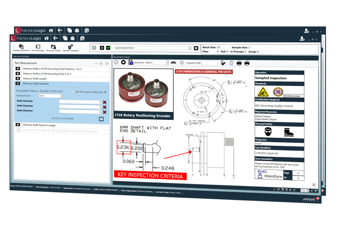 Bildschirmabbildung der Eingehenden Inspektion von Materialien in FactoryLogix