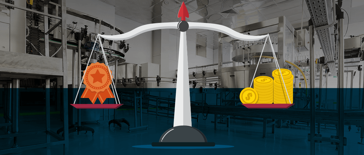 balance scale -cost versus quality