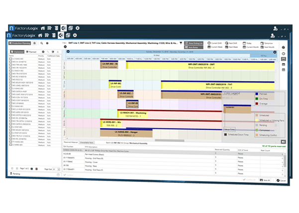 FactoryLogix drag & drop production scheduling board
