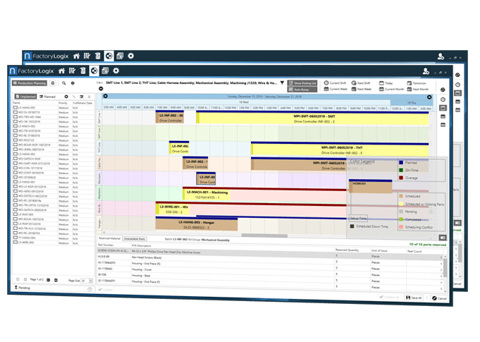 Production planning and scheduling screen shot