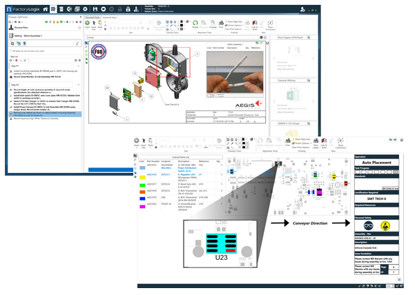 Collage de imágenes de pantallas de instrucciones de trabajo del software MRO