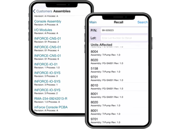 mobile app screen showing trace for MRO