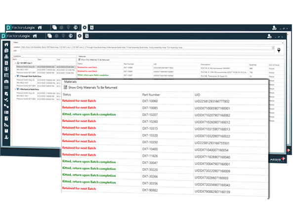 assembly interdependencies scheduling view