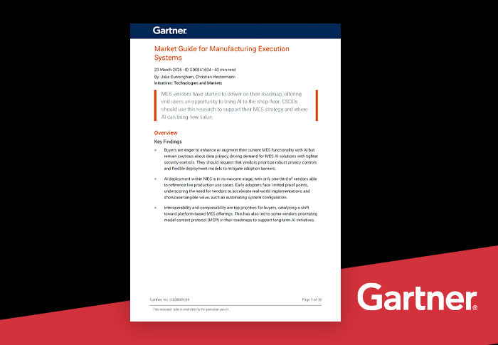 Aegis Software Named a Representative Vendor in Gartner® Market Guide for Manufacturing Execution Systems